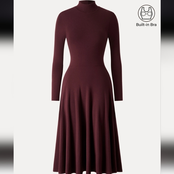 NWT OGL ProWarm Mockneck Midi Brami Dress with Pockets in Ruby Red Size S - Picture 6 of 11